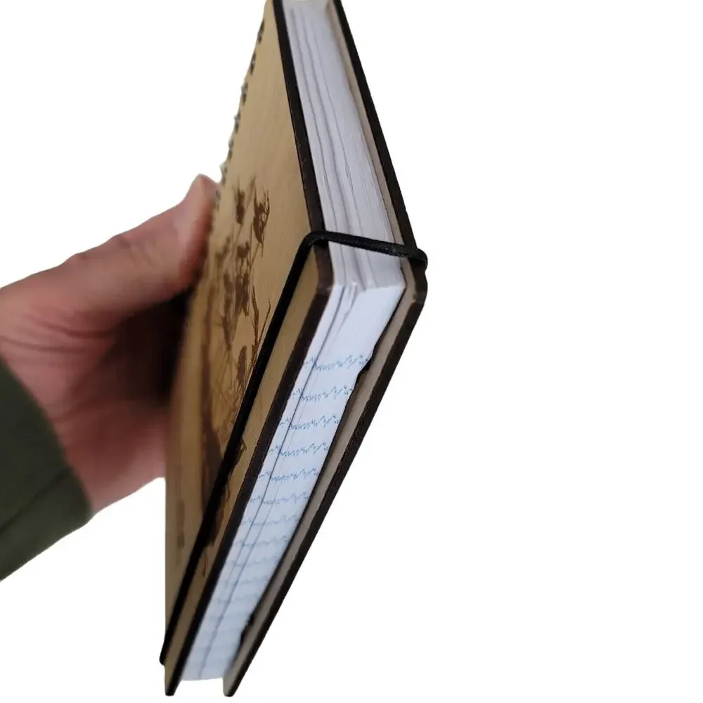 Wood Journal Notebook Clipper Ship Laser Cut Dendreon Pharmaceutical Rep Promo